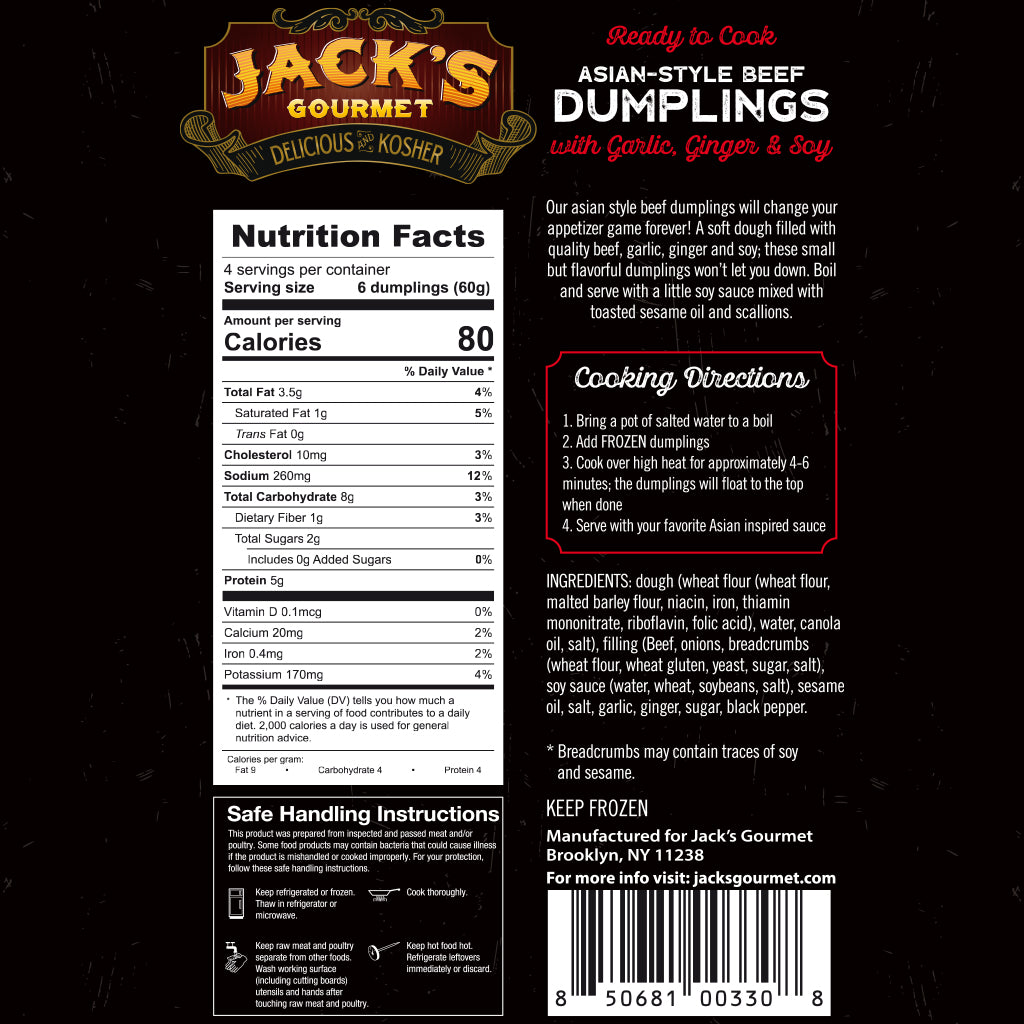 Asian-Style Beef Dumplings with Garlic, Ginger & Soy