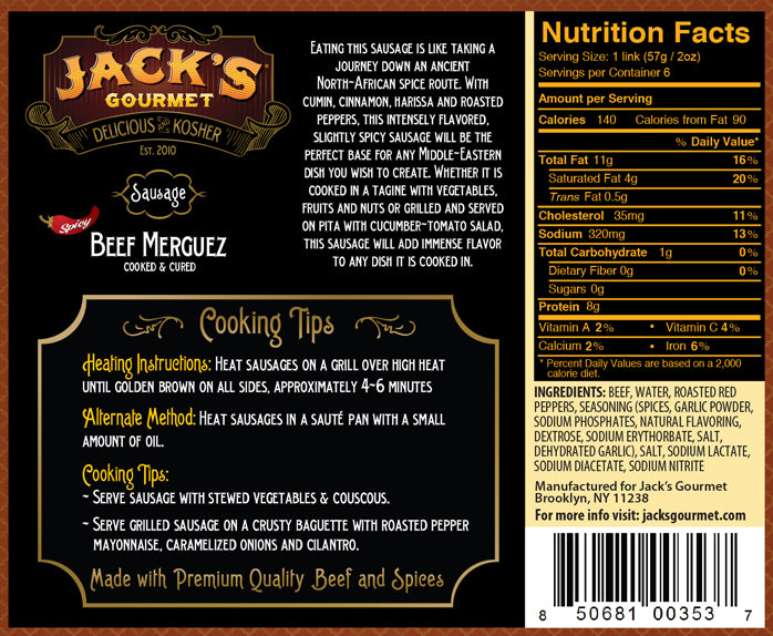 Beef Merguez Sausage (12oz) 6 Links