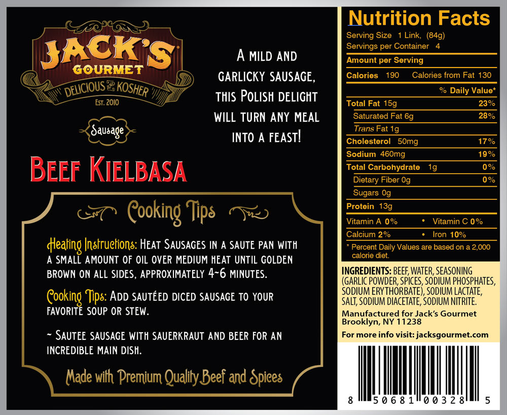 Beef Kielbasa Sausage (12oz) 4 Links