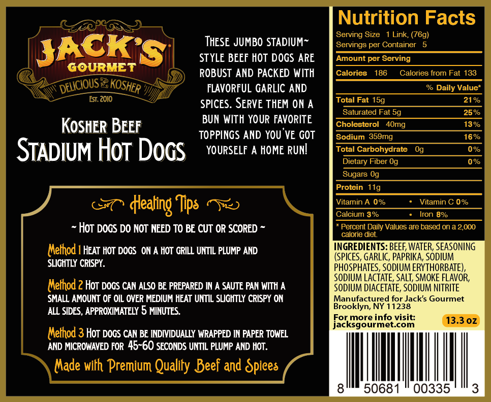 Kosher Beef Stadium Hot Dogs (13.3oz)